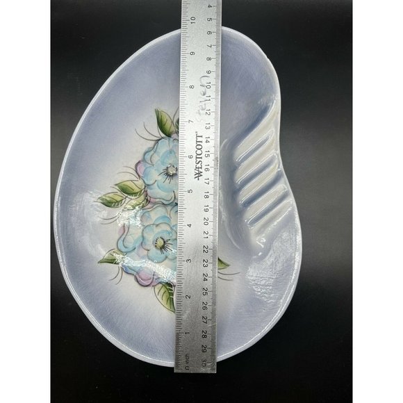 Madeline Originals MCM Blue Floral Pottery Ashtray 10x7 - Picture 7 of 11